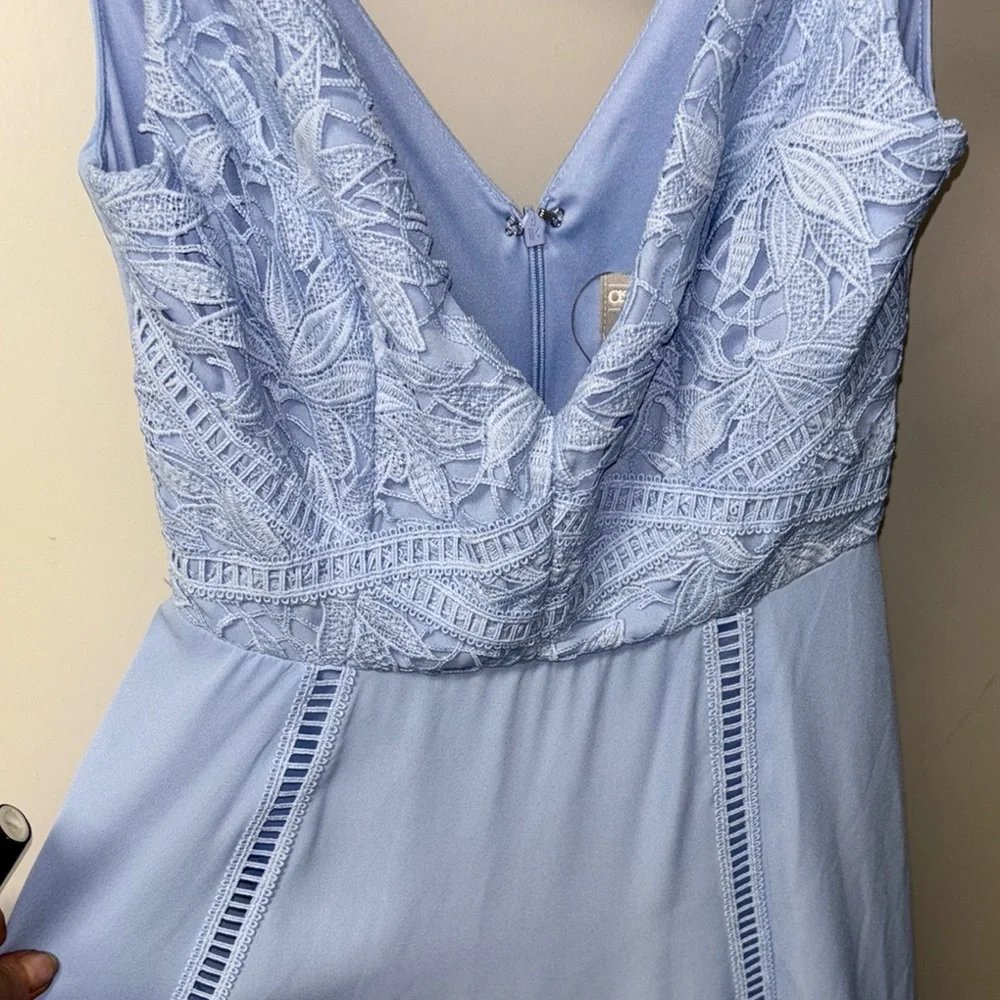 NWT ASOS Blue Ruched V-Neck Midi Dress for Prom - Picture 9 of 12